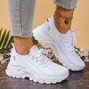 Fashion Knitted White Sneakers for Women Summer Mesh Breathable Platform Sports Shoes Woman Thick Bottom Non Slip Running Shoes