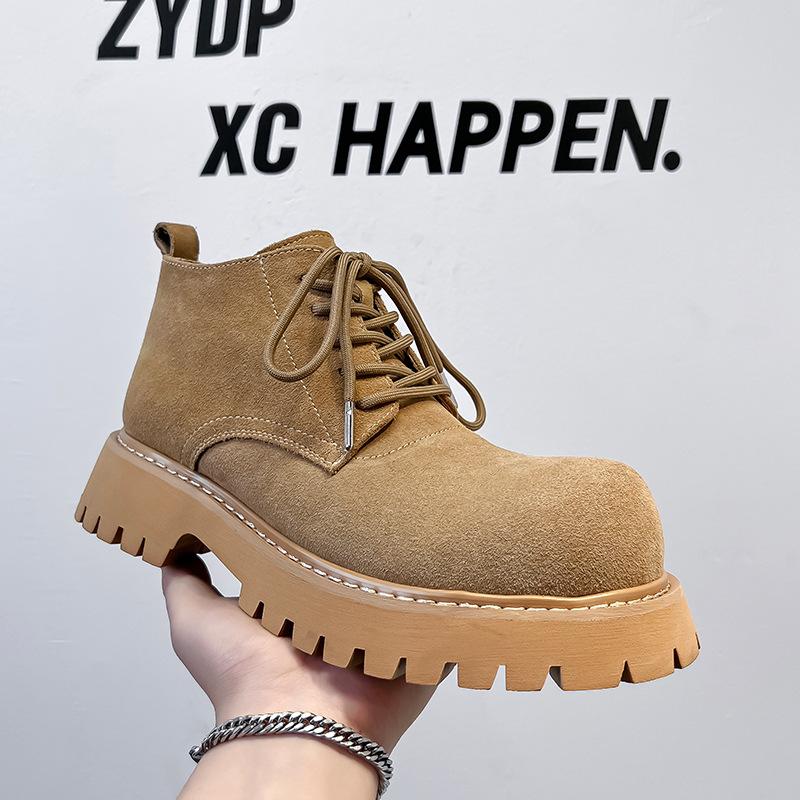 Martin boots men's 2024 new medium-top thick-soled heightening derby shoes British retro tooling rhubarb boots 4727-A