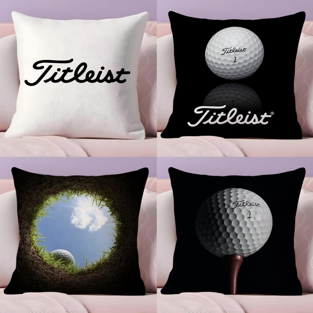 Спортивная наволочка для подушки с изображением гольфа T-Titleists, плюшевая ткань, мягкая, двусторонняя печать, скрытая молния, чехол для диванной подушки, декор для дома