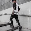 Hip Hop Joggers Men Black Harem Pants Multi-pocket Ribbons Man Sweatpants Streetwear Casual Mens Pants