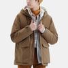 Uniqlo Высокопроизводительная однотонная удлиненная пуховая куртка с капюшоном и длинным рукавом, низкая степень блеска, мужская верхняя одежда, светло-коричневая 449723-35