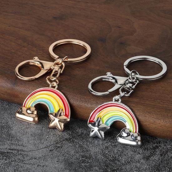 Rainbow Keychain Pendant Lightweight Metal Keychain Cloud Star Key Chains Creative