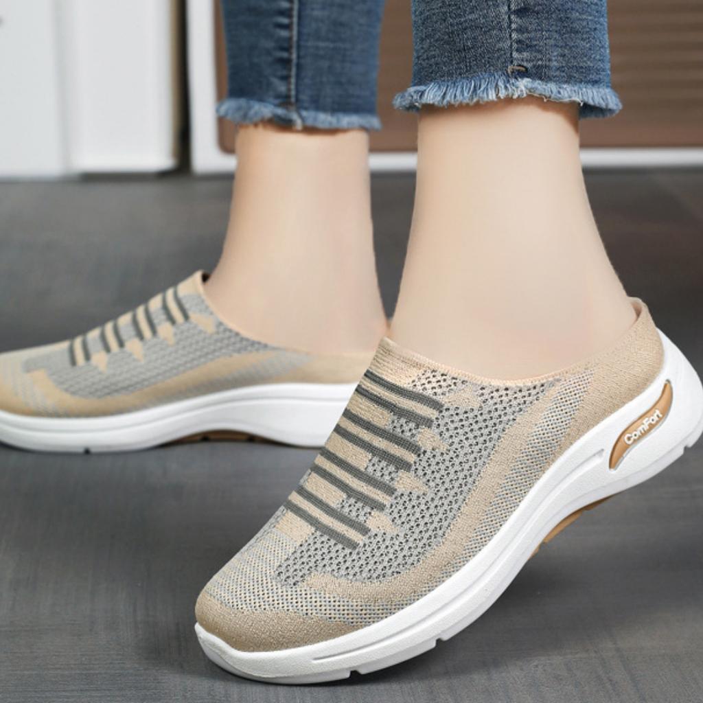 Обувь женская летняя женская обувь 2024 года повседневная модная дышащая удобная полутапочки плоская обувь