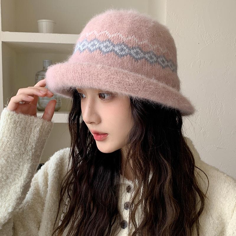 Bucket Hat Women's Autumn and Winter Light Luxury Style Versatile Bucket Hat Windproof Warmth Ear Protection Woolen Fisherman Hat