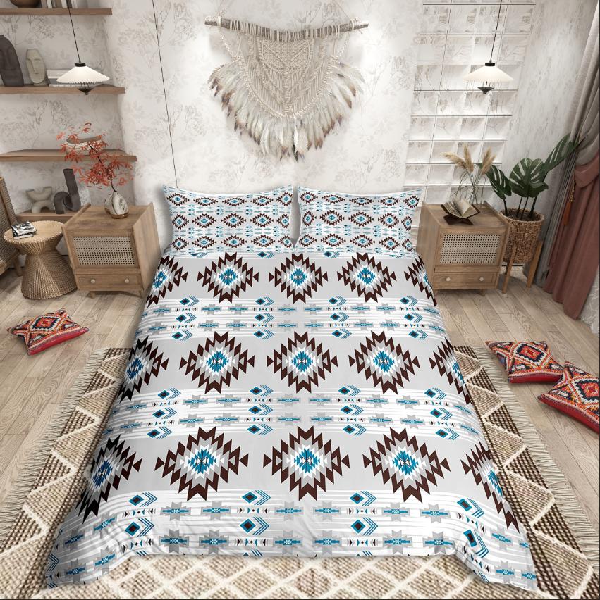 Homewish Tribal Aztec Duvet Cover Set,Bohemian Theme Bedding Set for Teens,exotic Style Decor