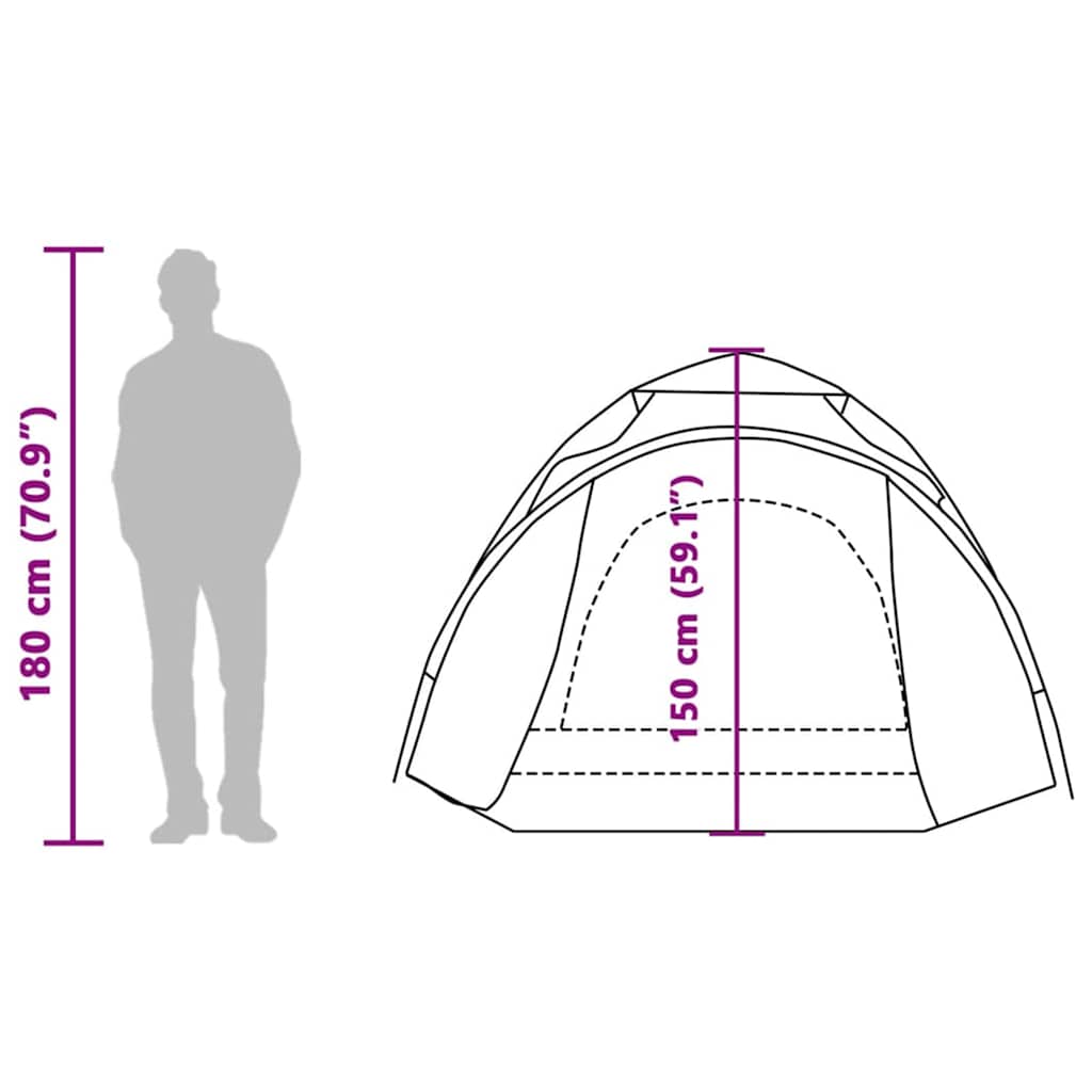 Dome Camping Tent for 3 Persons Blue Quick Release