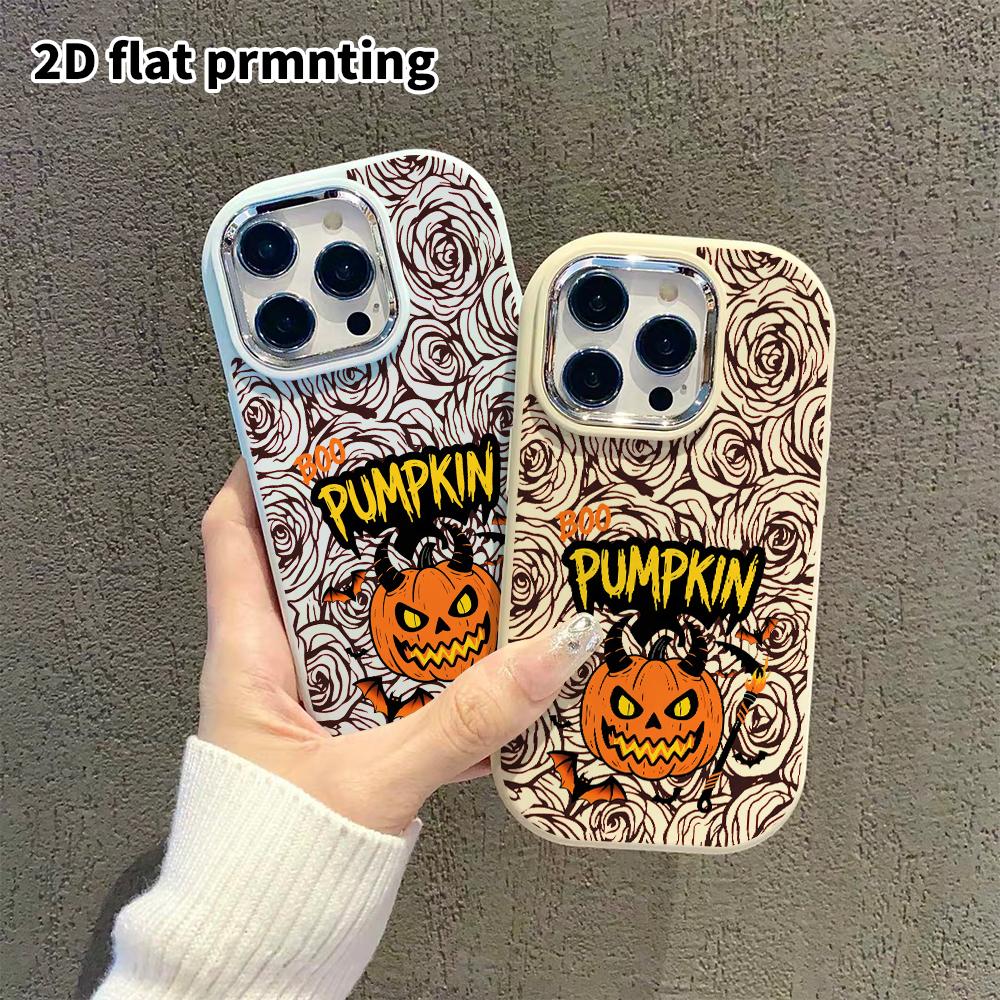 Phone case: 2D flat design suitable for iPhone 18 17 16 15 14 13 Pro protective case, couple style, pumpkin cartoon, Christmas and Halloween gift