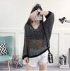 Hollow Knitted Sweater Women's Pullover Thin Style Loose Summer Mesh Shirt Bat Bat Shirt Long Sleeved Cover Shirt Trendy