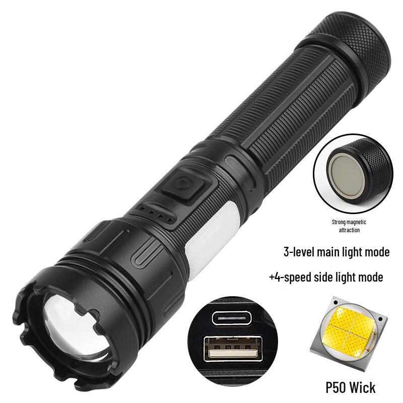 Мощный магнитный USB-фонарик Mengpao P50 с перезаряжаемой батареей