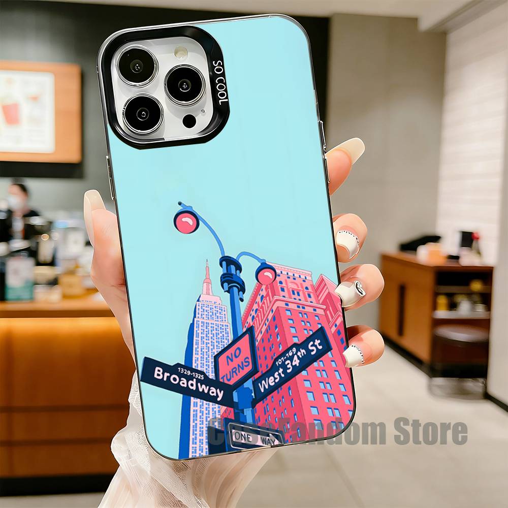 New York City Image Phone Case For iPhone 17,16,15,14,13,12,11,Pro,Max,Plus,Black Matte Shockproof Cover