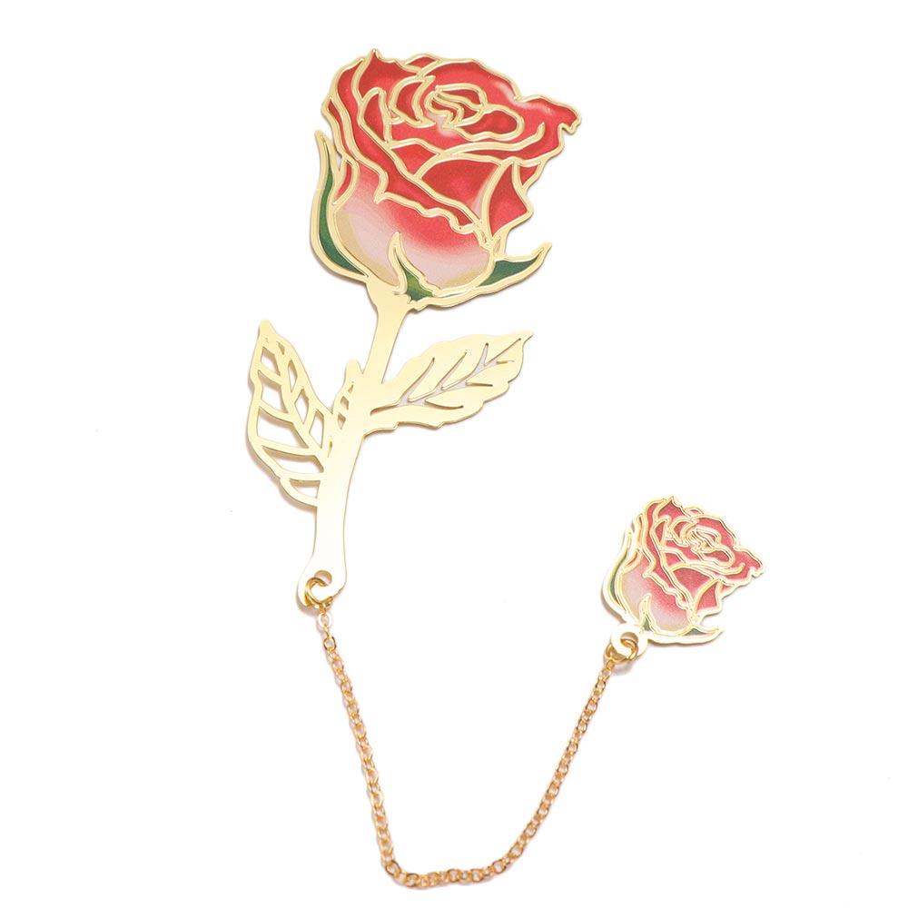 Roses Metal Bookmark Pendant Rose Bookmark Valentine's Day Gift Lotus Leaf Book Mark  Reading