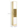 Cozy style bathroom storage column unit, 30 x 24 x 170 cm, 2 doors, shelf, 2 niches, light oak and white
