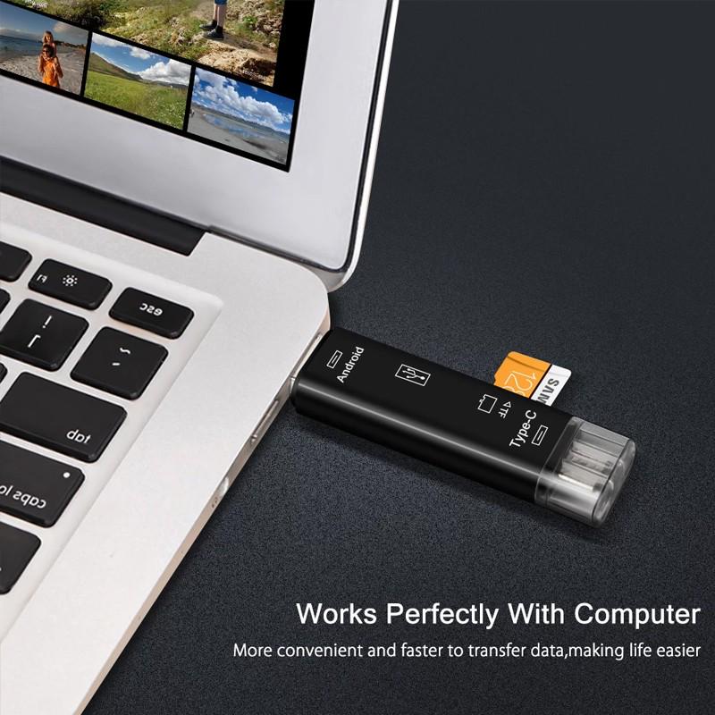 5 в 1 Многофункциональный USB 3.0 Тип C / Usb / Micro Usb / Tf Устройство чтения карт памяти Адаптер для чтения карт OTG