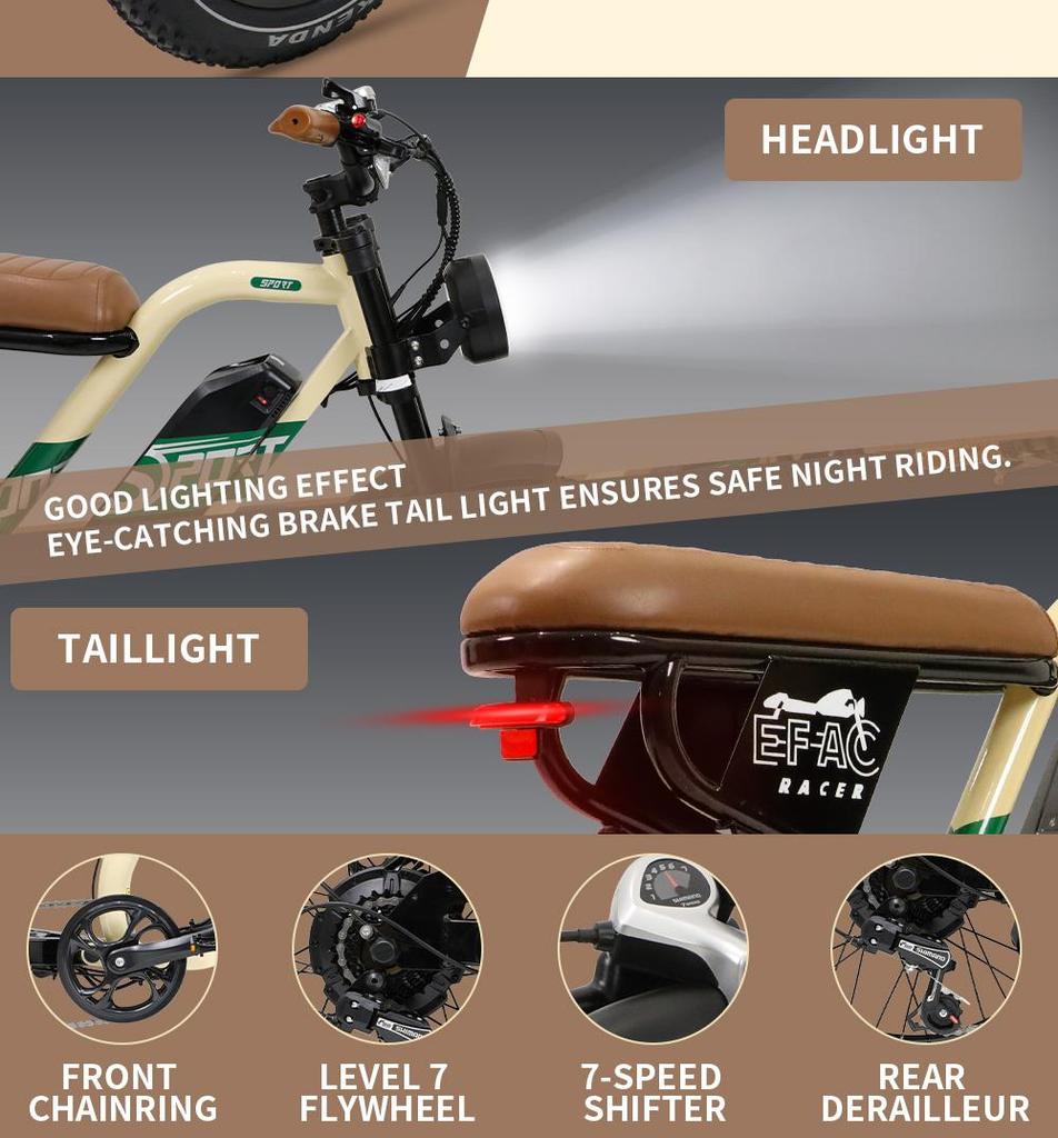 Электровелосипед ONESPORT W66, двигатель 500 Вт, аккумулятор 48 В, 13,5 А·ч, толстые шины 20*4,0, максимальная скорость 25 км/ч, максимальный запас хода 100 км