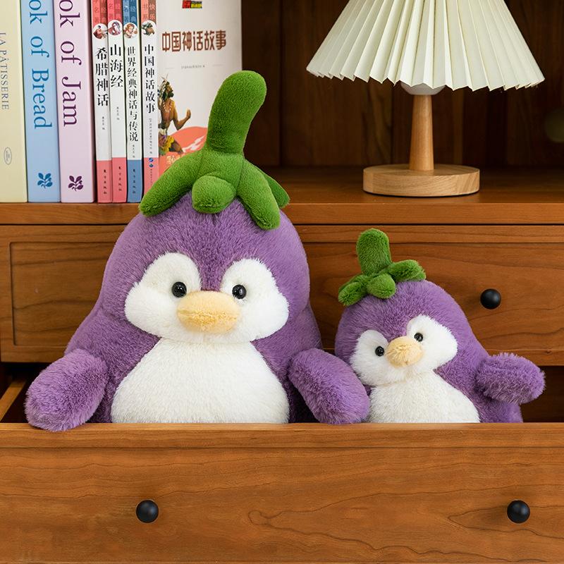 Eggplant Penguin Doll Plush Toy Comfort Sleeping Doll Ornaments Grab Machine Doll Birthday Gift for Boys and Girls