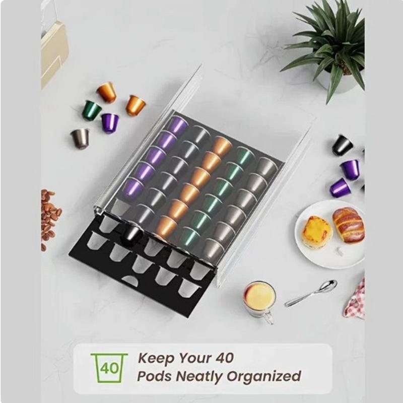 High Capacity Coffee Capsules Organizer 40 Slot ABS Plastic Rack For Neat And Quick Capsules Selection