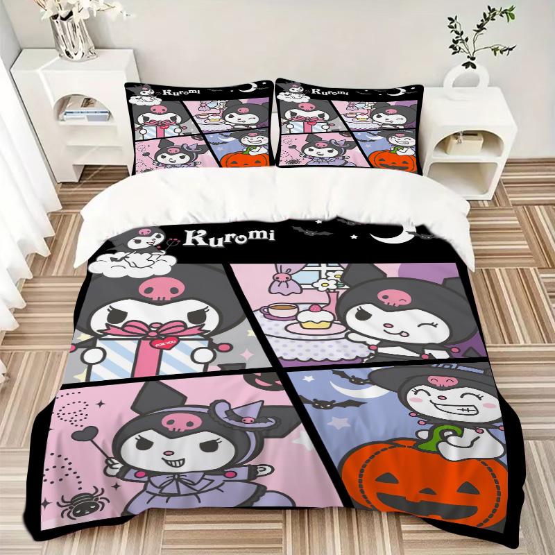 Kuromi Halloween Adventures Print 3Pcs Bedding Setduvet Cover With 2 Bedropillowcase Home Birthday Gift