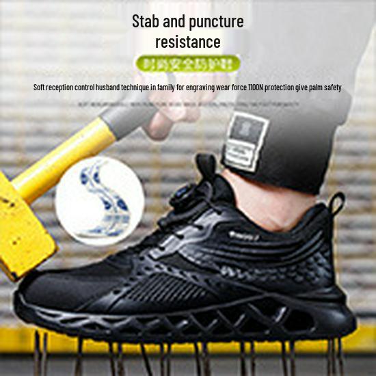 Men's Breathable Steel Toe Work Shoes - Lightweight, Odor-Resistant, Anti-Smash, Anti-Puncture, Wear-Resistant Fly-Knit Design.