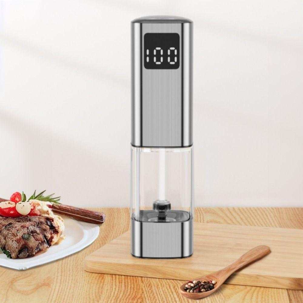 LED Display Electric Salt and Pepper Grinder Adjustable Particle Coarseness Spice Mill Restaurant