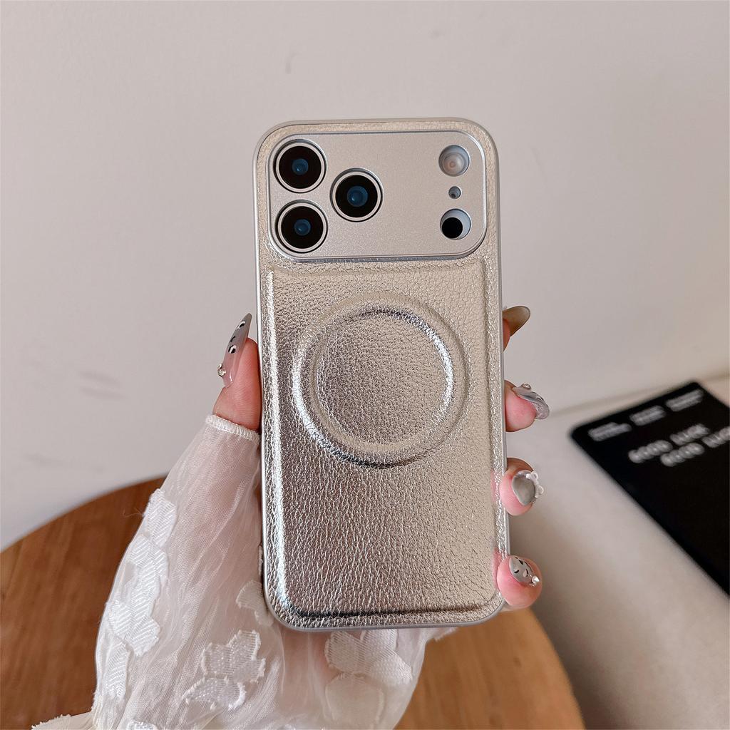 For iPhone 17 Pro Max Case Metal Lens Protection Leather Coated PC TPU Phone Cover Compatible with MagSafe