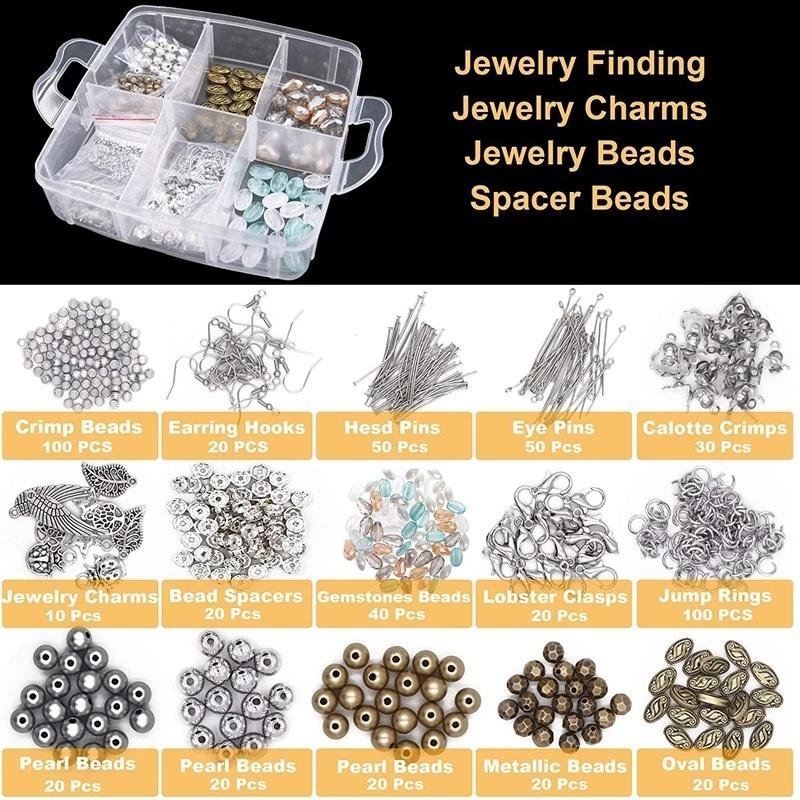 1Set Jewelry Making Supplies Kit Jewelry Making Tools Kit Includes Beads Wire for Bracelet and Pearl Beads Spacer Beads Jewelry Plier