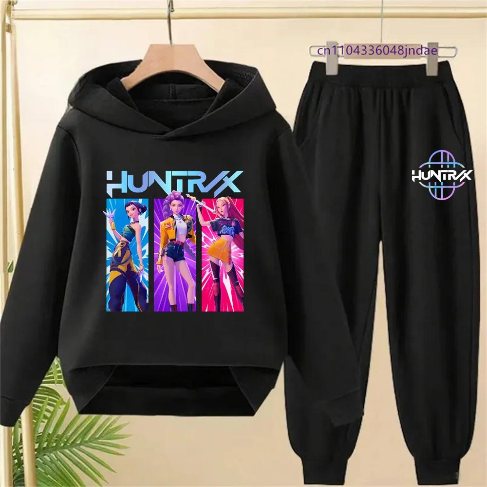 K-pop Толстовка с принтом охотников на демонов Детская мультяшная одежда Толстовки с капюшоном для девочек Штаны Набор из 2 предметов Наряды для малышей