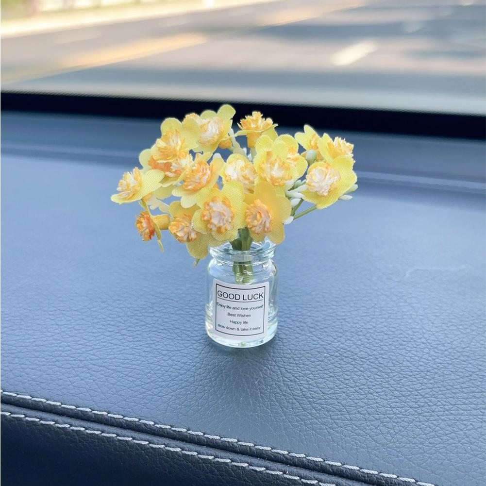 Мини-украшения для автомобиля, ваза Babysbreath Jasmine, стеклянная ваза, микропейзаж, кролик, консоль для украшения салона автомобиля