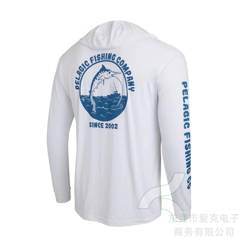Mens Hooded Quick-Dry Fishing Shirt Outdoor Breathable Sun Protection Top Pelagic Angling Wear