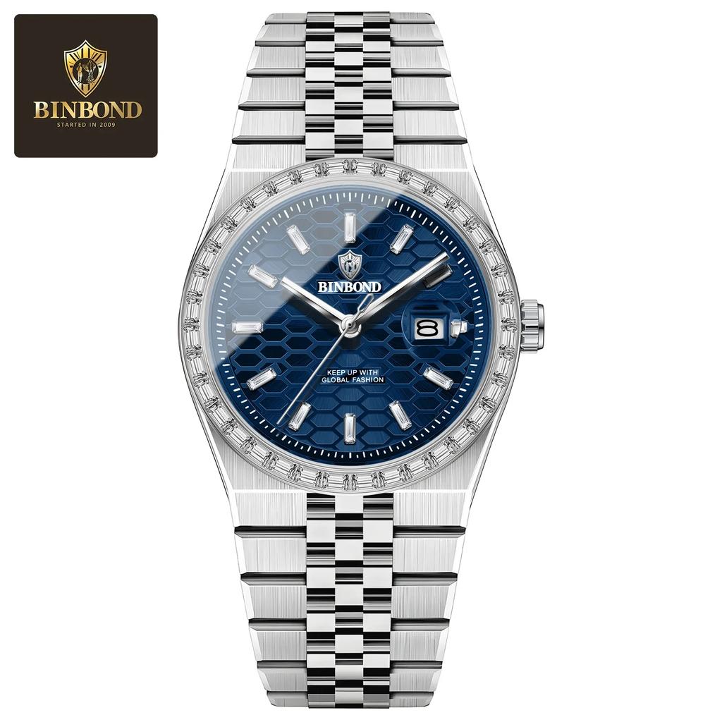 BINBOND Brand Luxury Business High Quality Men's Quartz Watch Waterproof Luminous Date Fashion Casual Watch For Male Clock