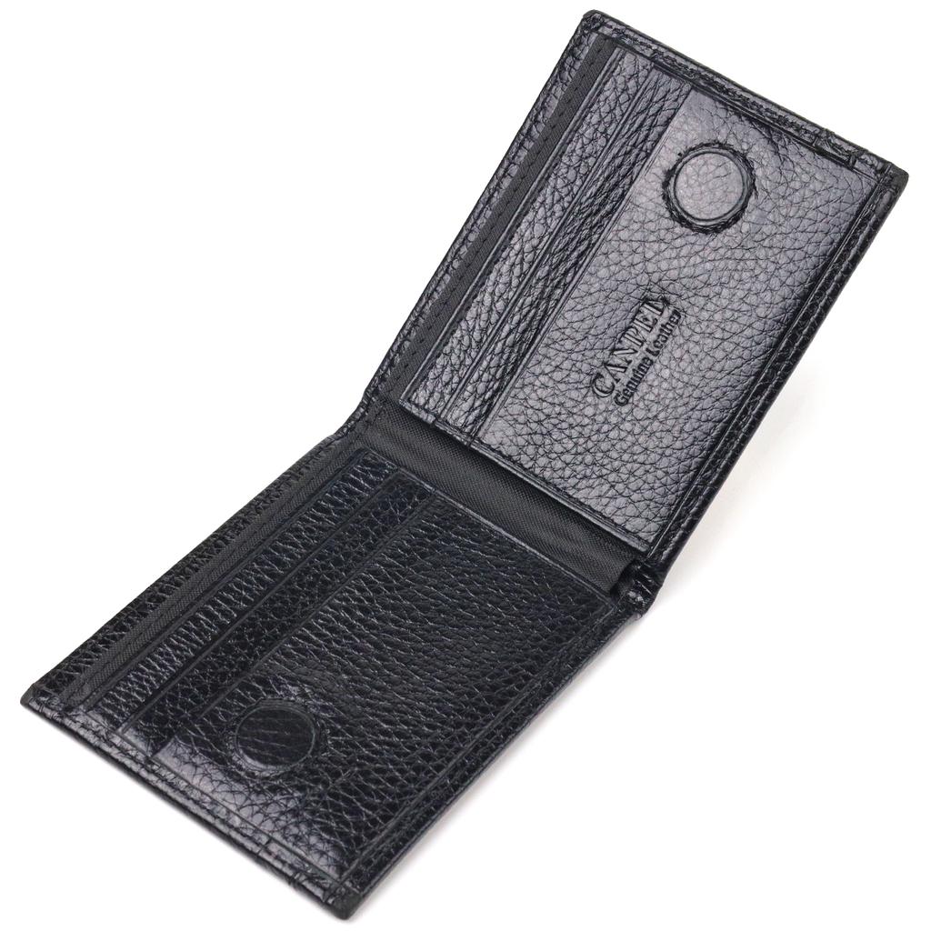 Практичный мужской зажим из натуральной зернистой кожи CANPELLINI Money Clip 21518 Черный