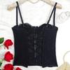 Sleeveless Lace Corset Hollow Suspender Vest Spicy Girl Style Lace Camisole  Ladies