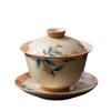 Beige Ru Kiln Sancai Gaiwan Teacup A single opening pattern can raise high-grade ceramic Kung Fu tea set Anti-scalding tea bowl