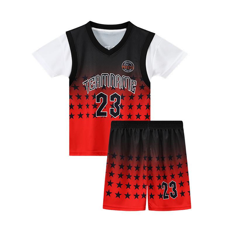 Wholesale of children's basketball clothes for boys and girls Printed kindergarten primary school students No. 24 jersey Light board performance