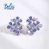 2023 New Natural Tanzanite Gemstone Clasp Earring 925 Sterling Silver Fine Jewelry for Women Wife Nice Birthday Gift