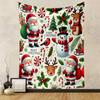 Santa Reindeer Snowman Christmas Candy Cane Patterned Tapestry for Bedroom and Living Room Home Decor