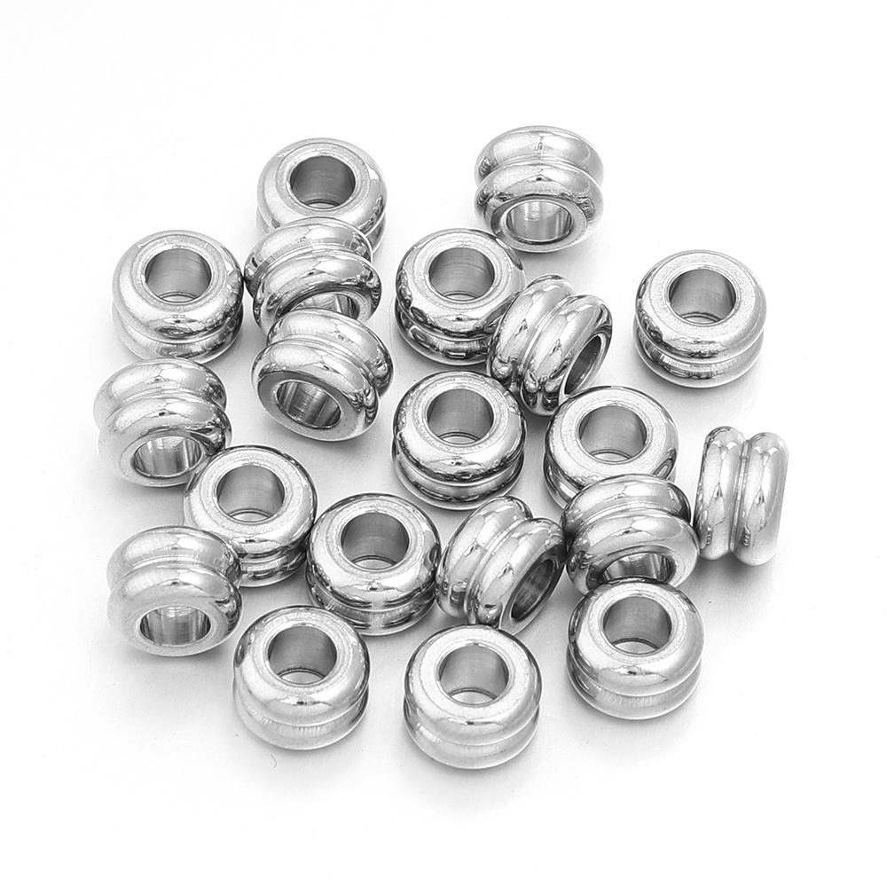 20pcs/lot High Quality Stainless Steel Beads Big Hole Loose Spacer Beads For Jewelry Making DIY Charm Bracelet Necklace Supplies
