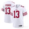 Mens NFL San Francisco 49ers Brock Purdy 13 Embroidered Football Jersey Red White Black Short Sleeve