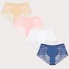 FINETOO 4 шт. Модные сексуальные трусики, удобные брифы, изысканные шорты, однотонное нижнее белье, кружевной бантик, стринги, с вырезами, женское нижнее белье