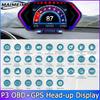 HUD QC P3 OBD+GPS Двухсистемный 36 функций Автомобильный проекционный дисплей GPS Спидометр Тахометр Инклинометр Температура воды Предупреждение о скорости