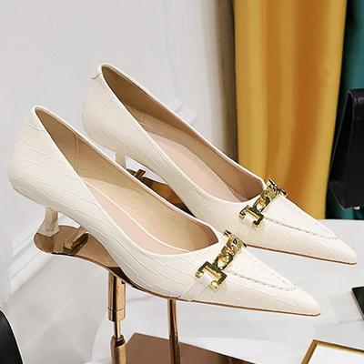 Туфли Металлическая Цепочка Декорация Женские Туфли-Лодочки Лакированная Кожа Каблук-Рюмочка 4,5 См Женская Обувь Сексуальные Женские Каблуки Офис