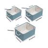Foldable fabric storage basket, box with cotton rope handles for toys, wardrobe, bedroom (blue, small)