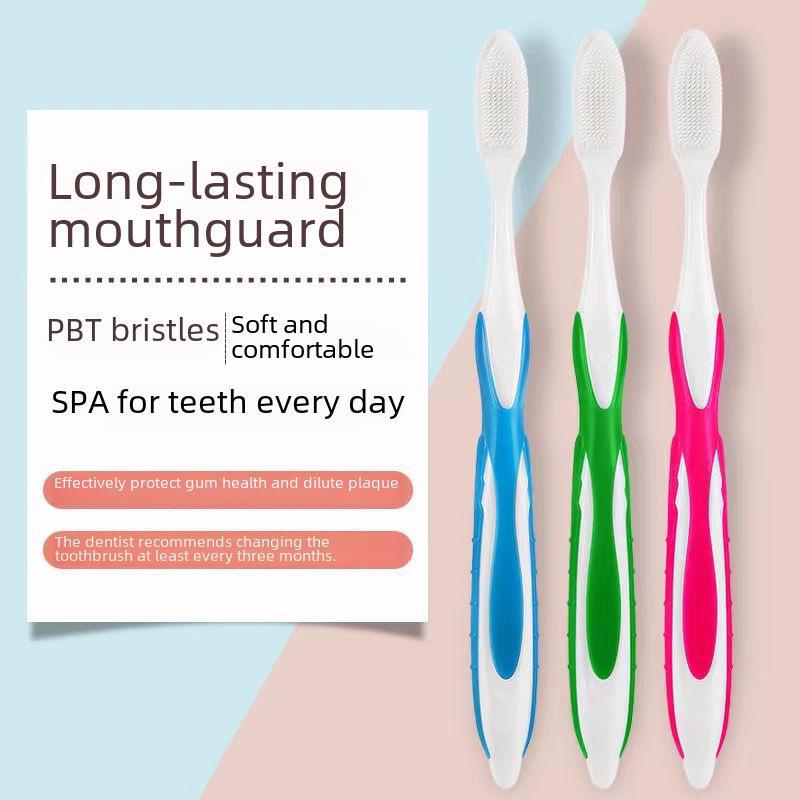 Нано-зубная щетка с мягкой щетиной, силиконовой нескользящей ручкой и индивидуальной упаковкой для защиты десен.