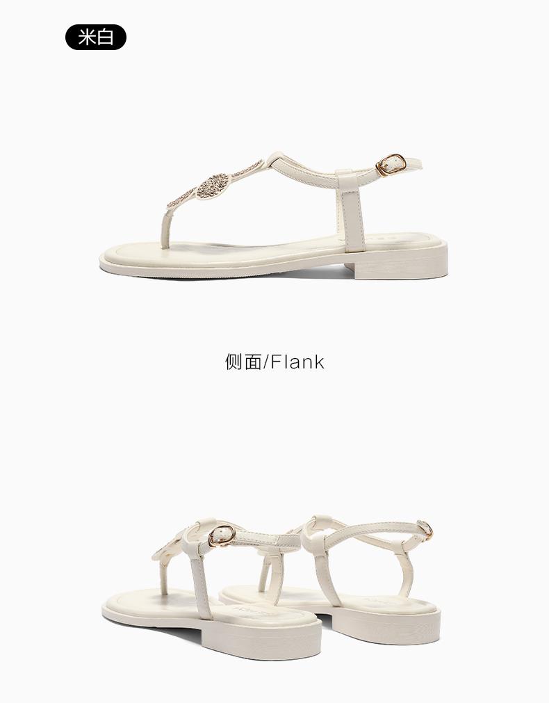 Senda toe sandals women's 2025 summer new flat French Roman sandals ZTG33BL5