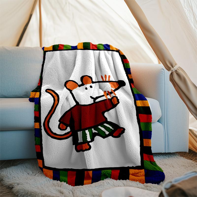 Maisy Mouse Theme Printed Blanket,Perfect for Couch, Bed, Travel & Outdoor Use | Machine Washable, Cozy & Durable.
