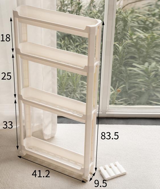 3/4 Layer Narrow Shelf Movable Storage Rack Behind Bathroom Door Toilet Gap Floor Trolley Bathroom Seam Shelf Kitchen Organizer