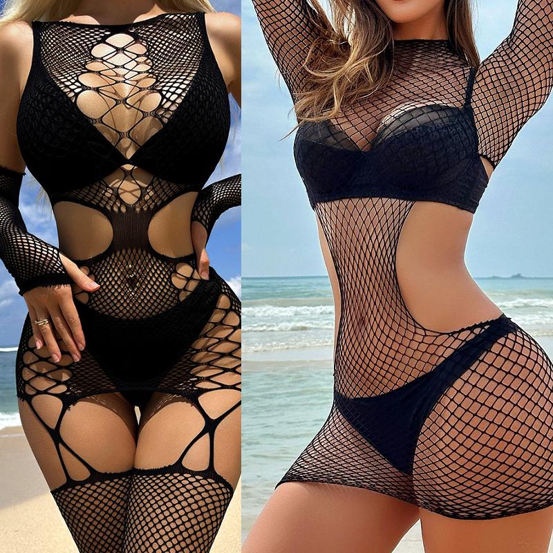 Эротическое нижнее белье в сетку, экзотическое облегающее платье для ночного клуба, женская сексуальная одежда, прозрачная полая сетка, короткая юбка