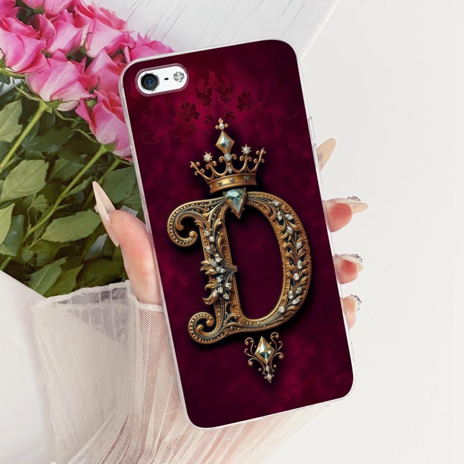 For iPhone 5 5s SE (2016) 4 4s Royal Crown Initial Letter Couple Phone Case For iPhone5 iPhone4 Soft Silicone TPU Covers Bumpers