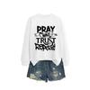 Womens Loose Fit Hooded Sweatshirt Letter Print Casual Top