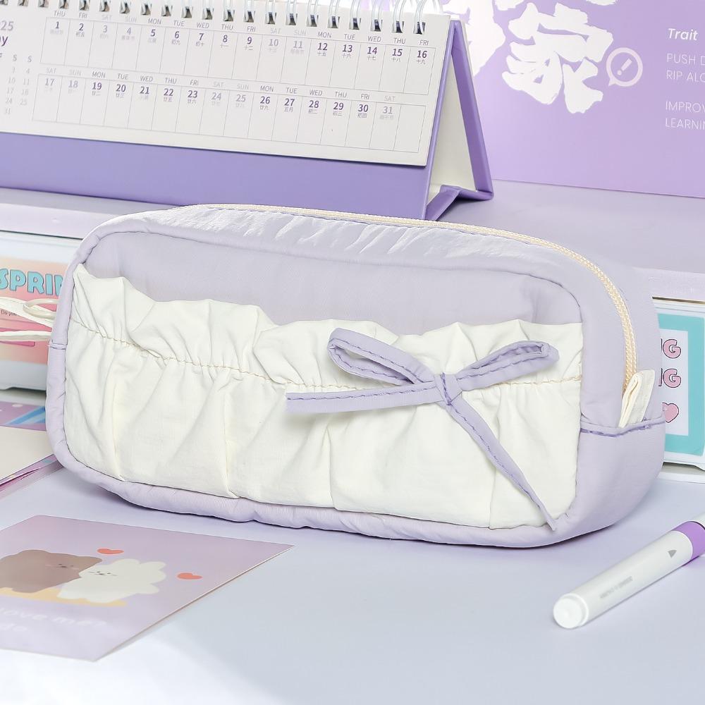 Multi-layer Pen Bag Color-blocking Stationery Storage Bag Portable Pencil Case Students Gift