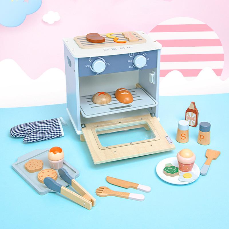 Children's Early Education Educational Simulation Play-house Microwave Oven Bread Baking Dessert Package Kitchen Wooden Toys